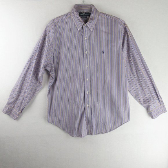 Ralph Lauren Classic Striped Casual Button Down Shirt Size 17 Long Sleeve - Picture 1 of 12